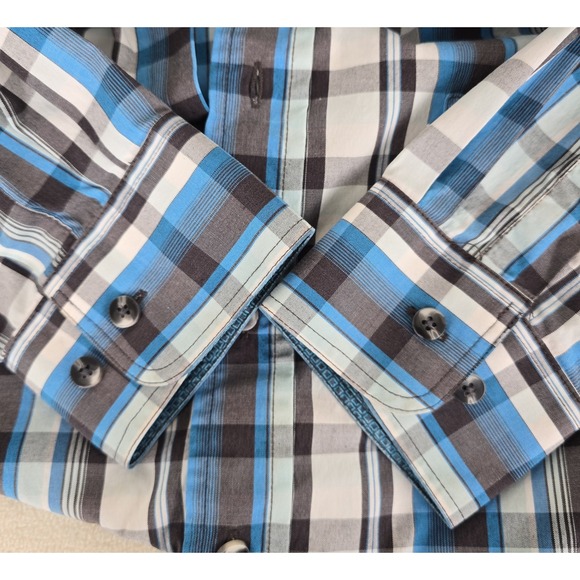 PANHANDLE Tuf Cooper Performance Western Shirt Mens XL Blue‎ Plaid Long Sleeve - Picture 9 of 12